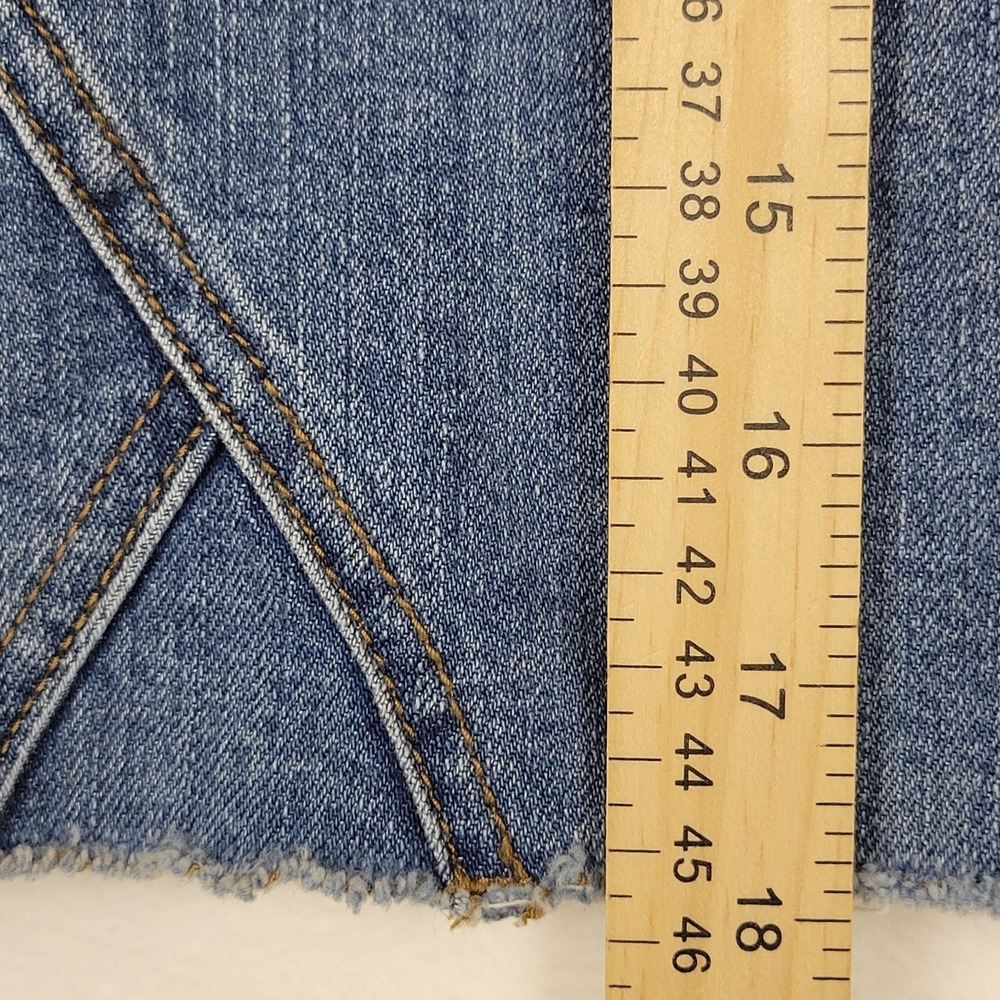 For the Republic Floral Embroidered Denim Mini Skirt Size 8 Boho Y2K Raw Hem - Picture 11 of 11